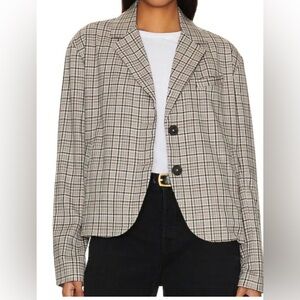 We The Free Checked Blazer in Beige and Black
